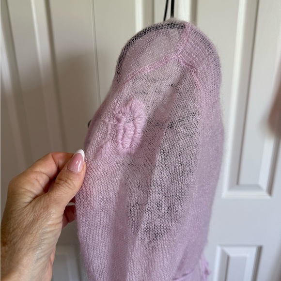 Arden B Light Pink/lav. Sheer Knit V-Neck Sweater.
L - Picture 6 of 7